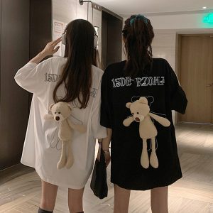 Back bear T-shirt female ins