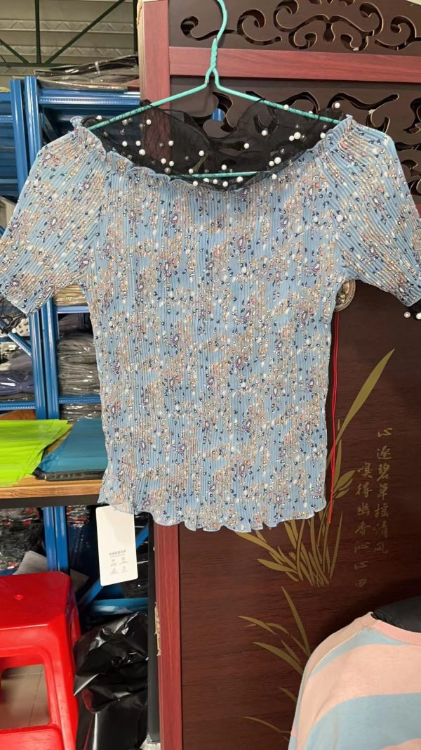⁦Blue Temperament Commuter Short-sleeved Pullover Loose Type⁩ - الصورة ⁦5⁩