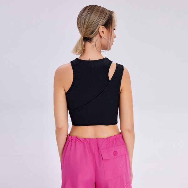 ⁦Cutout Cropped Navel Vest⁩ - الصورة ⁦8⁩