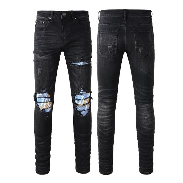 ⁦American Street Washing Craft Letter Patch Jeans Men⁩ - الصورة ⁦5⁩