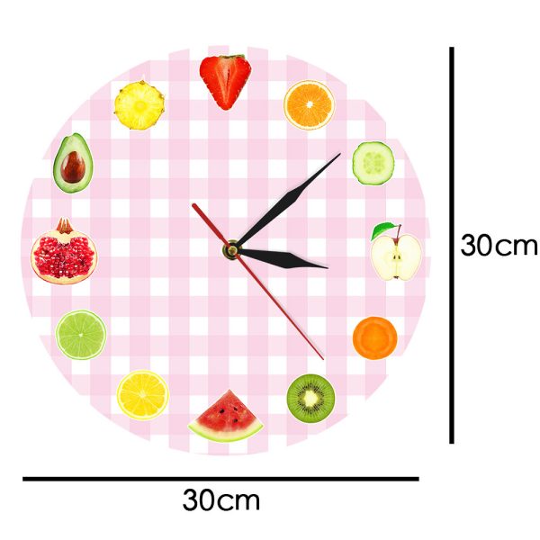⁦12 Kinds Of Different Fruits Dining Table Wall Clock Fruit Colorful Clock Home Living Room Decoration Dining Room Wall Clock⁩ - الصورة ⁦5⁩