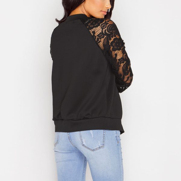 ⁦Women Bomber Jacket With Lace⁩ - الصورة ⁦2⁩
