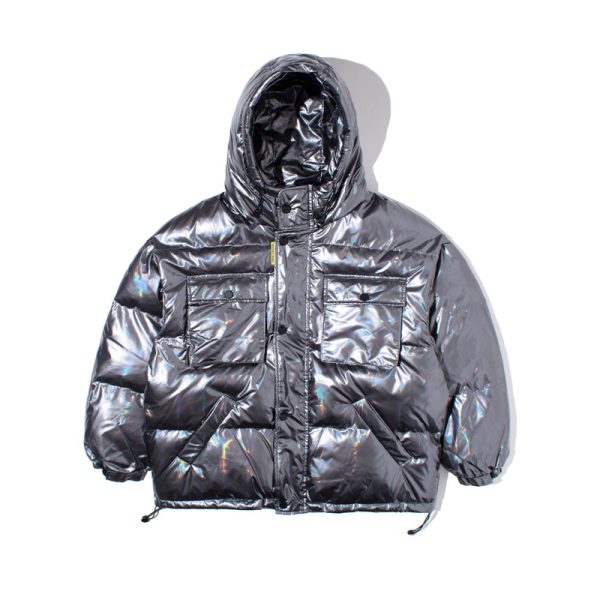 ⁦Bread clothing thickened solid color reflective tooling jacket⁩ - الصورة ⁦5⁩