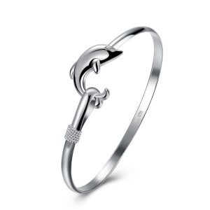 Personalized Accessories Silver Single-Line Dolphin Bracelet