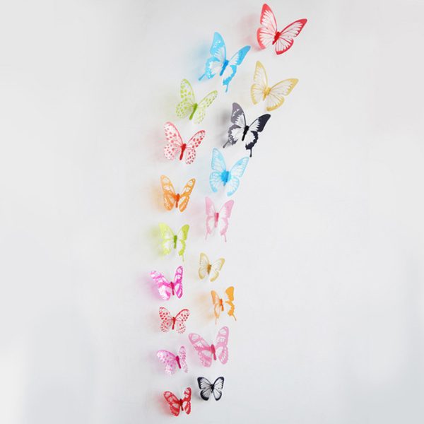 ⁦18PCs 3D Crystal Butterfly Wall Stickers OPP Bags Children Living Room Beautiful Butterfly Room Wall Stickers Home Decoration⁩ - الصورة ⁦3⁩