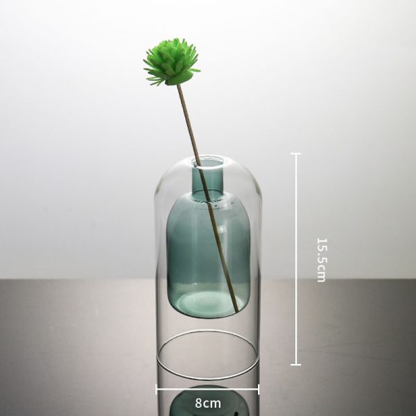 ⁦Vases Glass Vase Home Decor Room Decor Modern Wedding Decoration Hydroponic Flower Pot Double Glass Container Crafts Ornament⁩ - الصورة ⁦3⁩