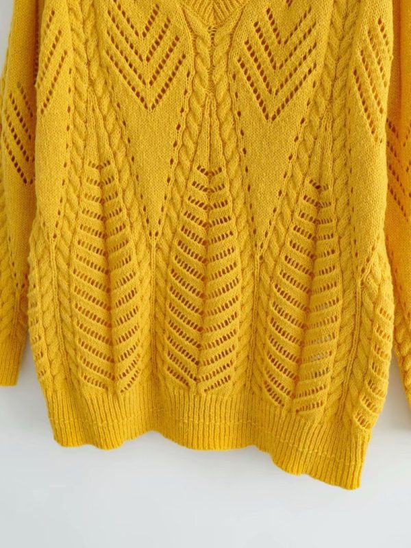 ⁦Arctic Velvet Loose Openwork Knitted Sweater Women⁩ - الصورة ⁦9⁩