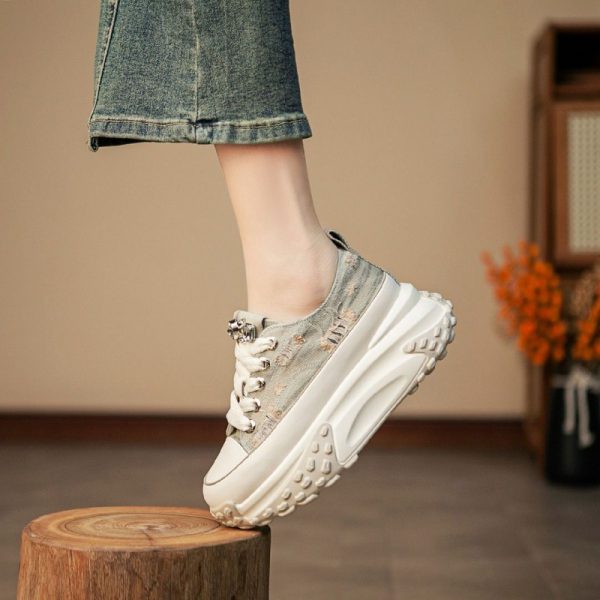 ⁦Summer Breathable Platform White Shoes Women⁩ - الصورة ⁦4⁩