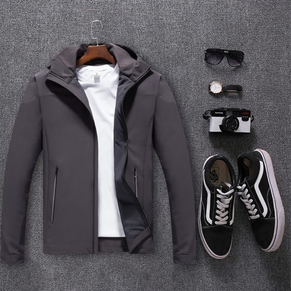 ⁦Men's movement in the spring and autumn season, men's single layer elastic mountaineering jackets, waterproof, windproof, breathable and caprant riding clothes⁩ - الصورة ⁦4⁩
