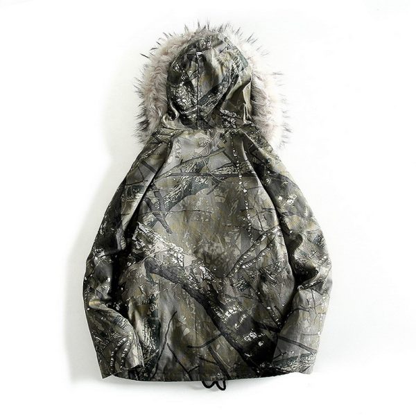 ⁦Big fur collar splash cotton jacket⁩ - الصورة ⁦4⁩