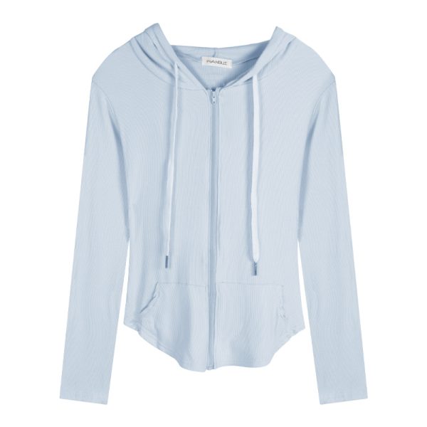 ⁦Women's Drawstring Hooded Thin Sun Protection Clothing Coat⁩ - الصورة ⁦8⁩