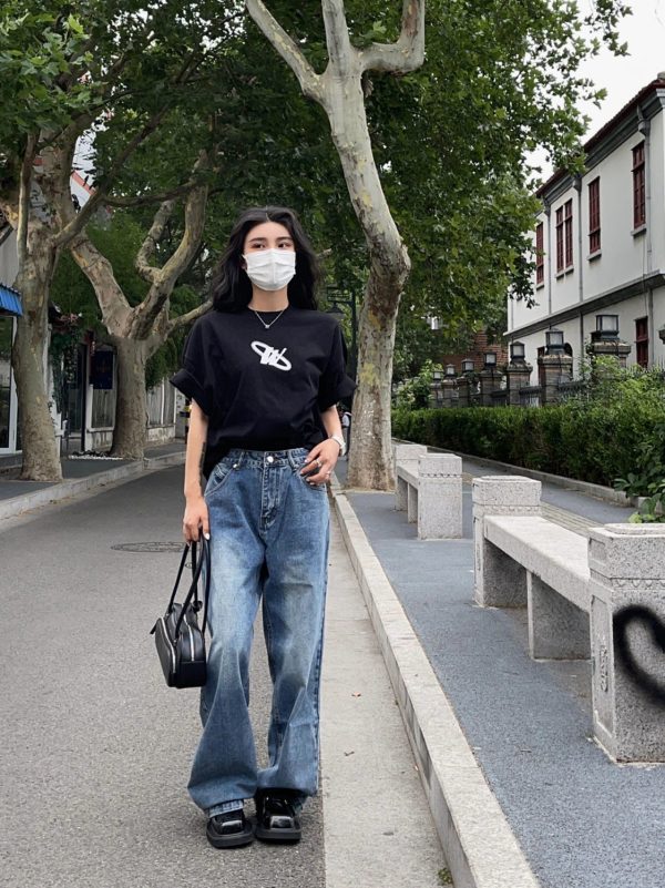 ⁦Summer High Waist Daddy Pants Slimming Loose Straight Mopping Pants⁩ - الصورة ⁦4⁩