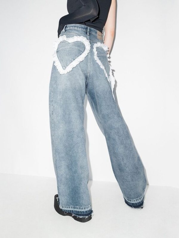 ⁦Women's Fashion Retro Distressed Wash Straight-leg Pants⁩ - الصورة ⁦4⁩
