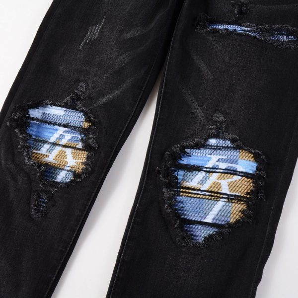 ⁦American Street Washing Craft Letter Patch Jeans Men⁩ - الصورة ⁦2⁩