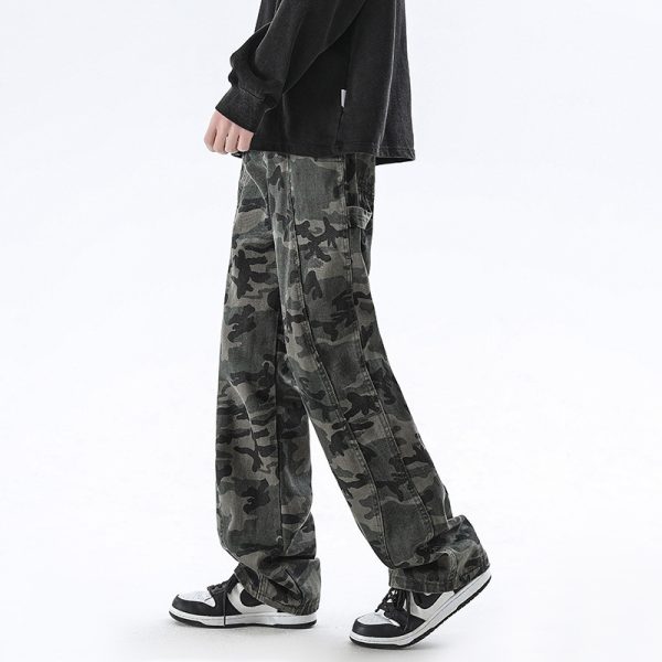 ⁦American Camouflage Jeans Men And Women Heavy Loose Distressed⁩ - الصورة ⁦3⁩