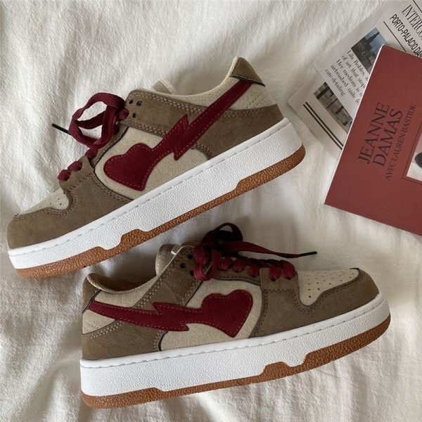 ⁦Autumn Love Leather White Shoes Comfort Big Head Bread Casual Sneakers⁩ - الصورة ⁦5⁩
