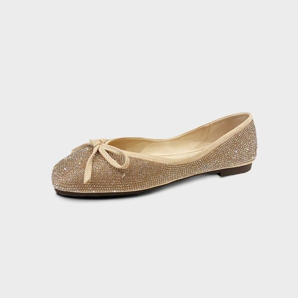 ⁦Women's Rhinestone Square Toe Flat Tods Shoes⁩ - الصورة ⁦2⁩