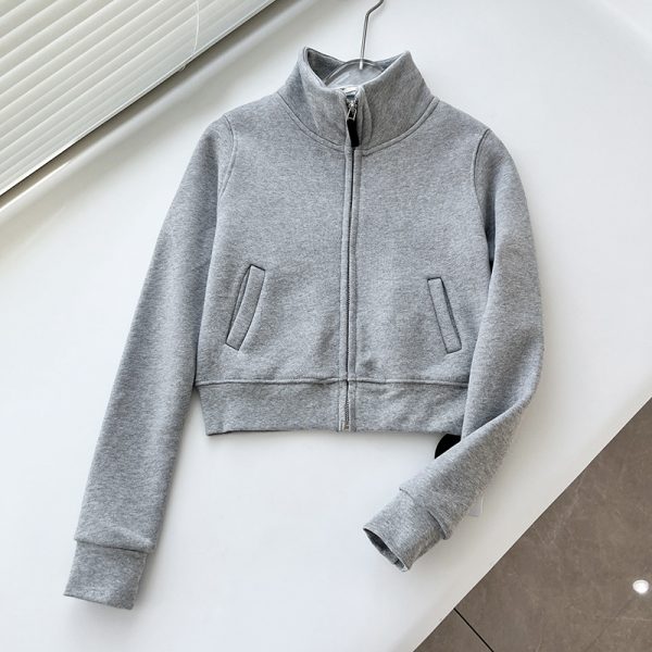 ⁦Autumn And Winter Leisure Shoulder Stand Collar Fleece Sweater Small Jacket⁩ - الصورة ⁦2⁩
