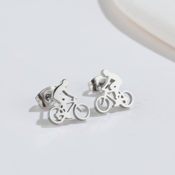 ⁦Accessories Fashion Creative Personality Cycling Stud Earrings⁩ - الصورة ⁦5⁩