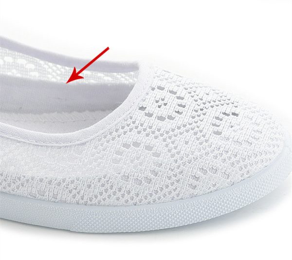 ⁦Breathable Hollow Comfortable White Women's Flat Shoes⁩ - الصورة ⁦4⁩
