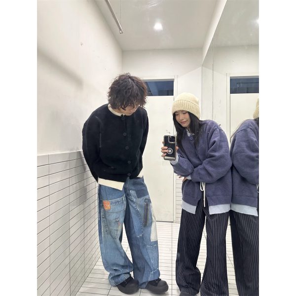 ⁦American Retro Independent Design Loose Straight Jeans Men⁩ - الصورة ⁦5⁩