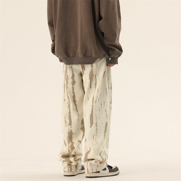 ⁦Autumn Draping Effect Tie-dyed Design Jeans For Men⁩ - الصورة ⁦10⁩