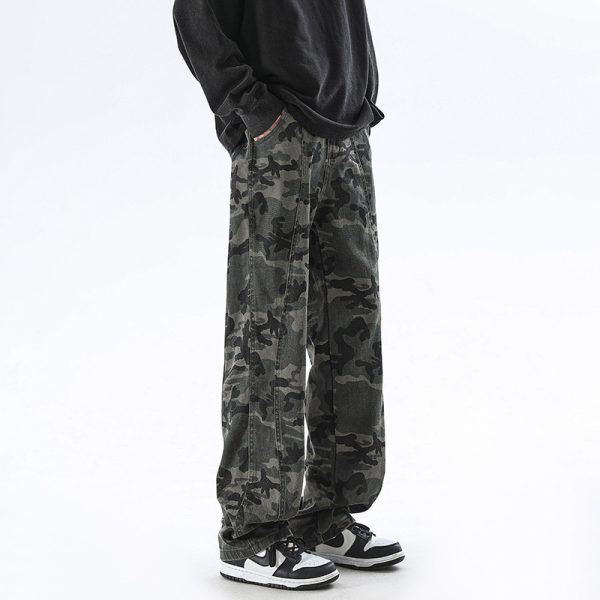 ⁦American Camouflage Jeans Men And Women Heavy Loose Distressed⁩ - الصورة ⁦2⁩