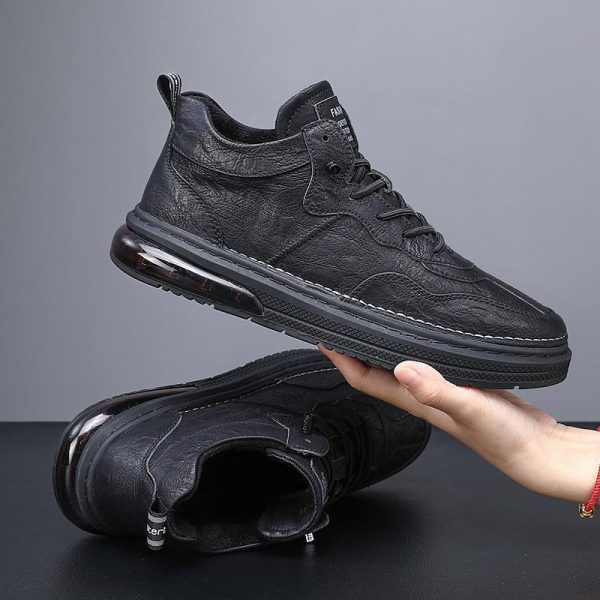 Winter New Men's Plus Cashmere Warm Cotton Shoes High-top Casual Leather Shoes Trend All-match Sneakers