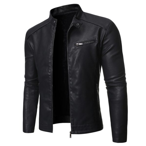 ⁦New European And American Men's Motorcycle Leather Jackets⁩ - الصورة ⁦3⁩