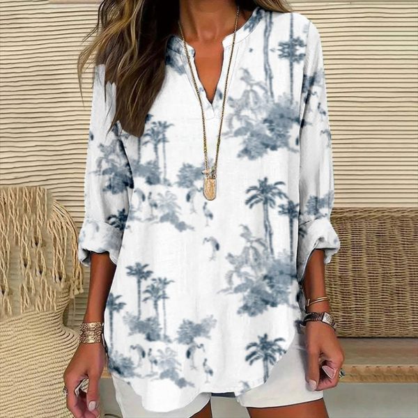 ⁦Women's Button Drop-shoulder Long-sleeve⁩ - الصورة ⁦3⁩