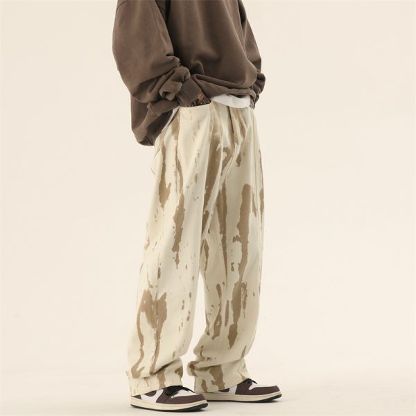 ⁦Autumn Draping Effect Tie-dyed Design Jeans For Men⁩ - الصورة ⁦6⁩
