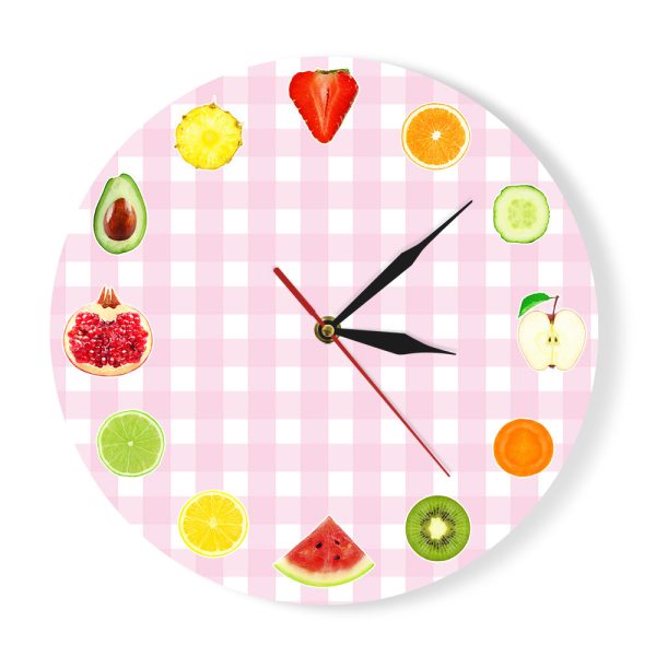 ⁦12 Kinds Of Different Fruits Dining Table Wall Clock Fruit Colorful Clock Home Living Room Decoration Dining Room Wall Clock⁩ - الصورة ⁦6⁩