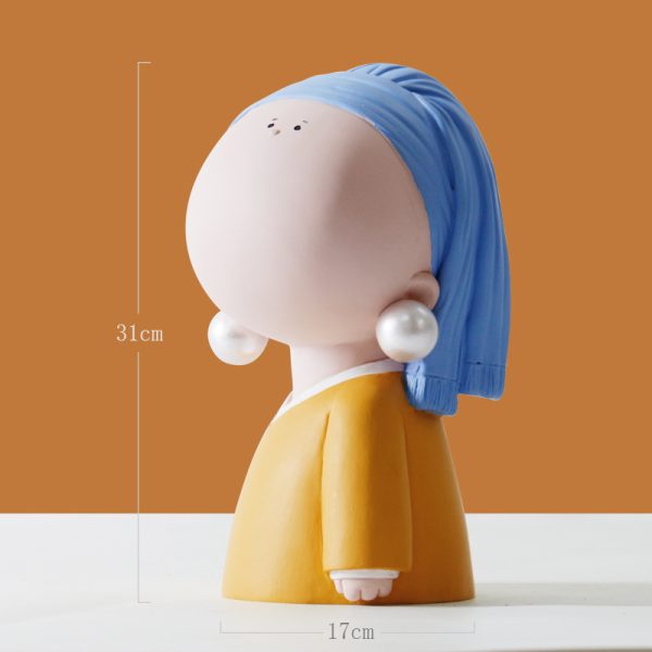 ⁦Artistic Girl With Pearl Earrings In The Living Room Entrance Entrance Key Storage Tray Decoration⁩ - الصورة ⁦2⁩