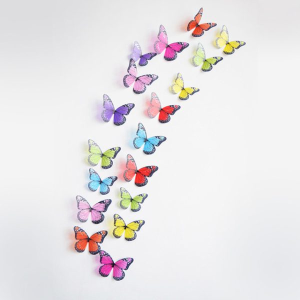 ⁦18PCs 3D Crystal Butterfly Wall Stickers OPP Bags Children Living Room Beautiful Butterfly Room Wall Stickers Home Decoration⁩ - الصورة ⁦5⁩