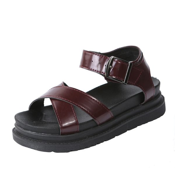 ⁦Women's Belt Buckle Fish Mouth Outer Wear Beach Sandals⁩ - الصورة ⁦5⁩