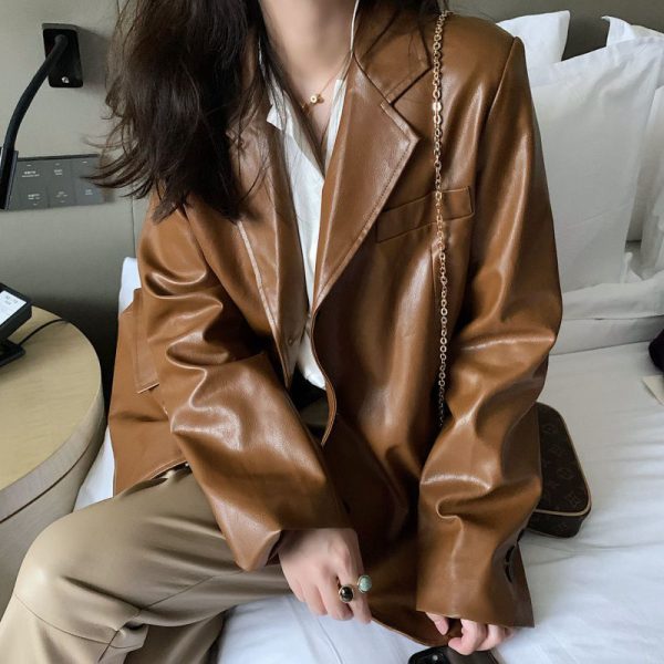 ⁦Women's Fashion Personality Retro Biker's Jacket⁩ - الصورة ⁦3⁩