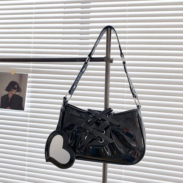 ⁦Women's Cute Girl Patent Leather Bow Single Shoulder Bag⁩ - الصورة ⁦2⁩