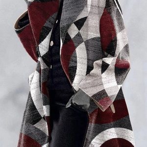 Women Lapel Printed Woolen Fashion Jacket