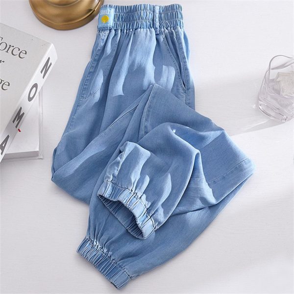 ⁦Summer Thin Harem Jeans For Women Korean Fashion Casual Ice Silk⁩ - الصورة ⁦5⁩