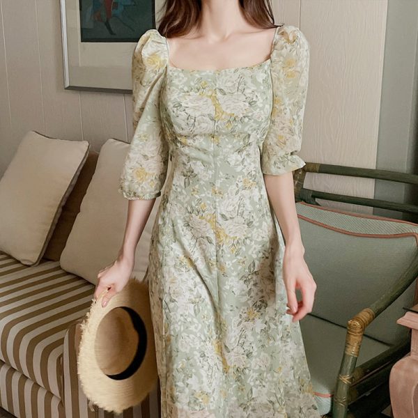 ⁦Tea Break Floral Chiffon Dress Women Long⁩ - الصورة ⁦5⁩