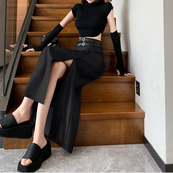 ⁦Black High-grade PU Leather Skirt Women⁩ - الصورة ⁦2⁩
