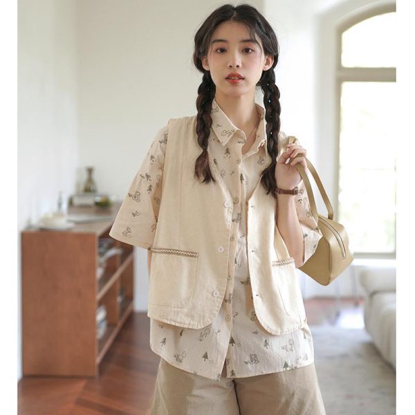 ⁦Summer Bandage Dress Casual Vest Printed Shirt Female⁩ - الصورة ⁦2⁩