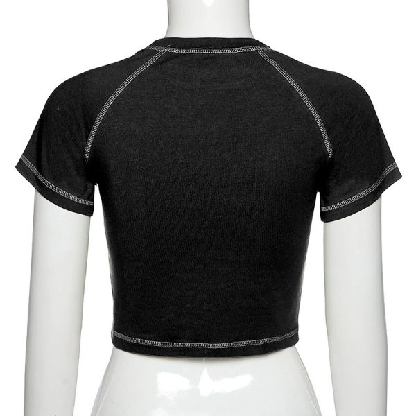 ⁦Women's Summer Short Sleeve Round Neck Slim Fit Leisure Pullover T-shirt⁩ - الصورة ⁦10⁩