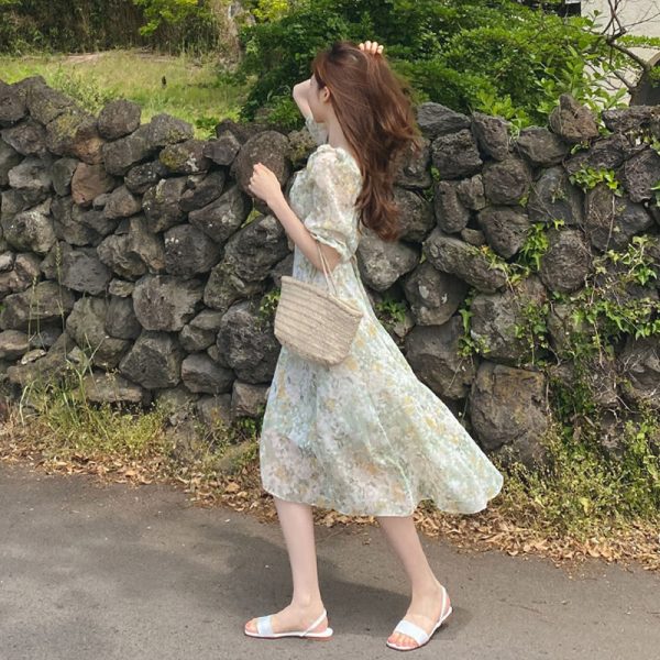 ⁦Tea Break Floral Chiffon Dress Women Long⁩ - الصورة ⁦4⁩