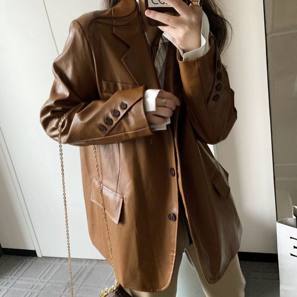 ⁦Women's Fashion Personality Retro Biker's Jacket⁩ - الصورة ⁦8⁩