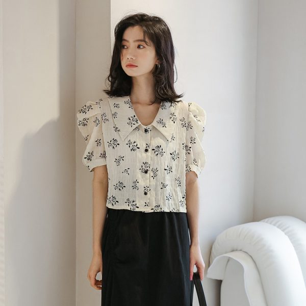 ⁦Women's Vintage Design Lapel Collar Shirt⁩ - الصورة ⁦4⁩
