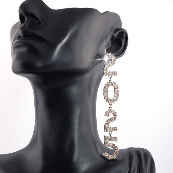 ⁦Women's Tassel Full Diamond Rhinestone 2025 Long Pendant Earrings⁩ - الصورة ⁦2⁩