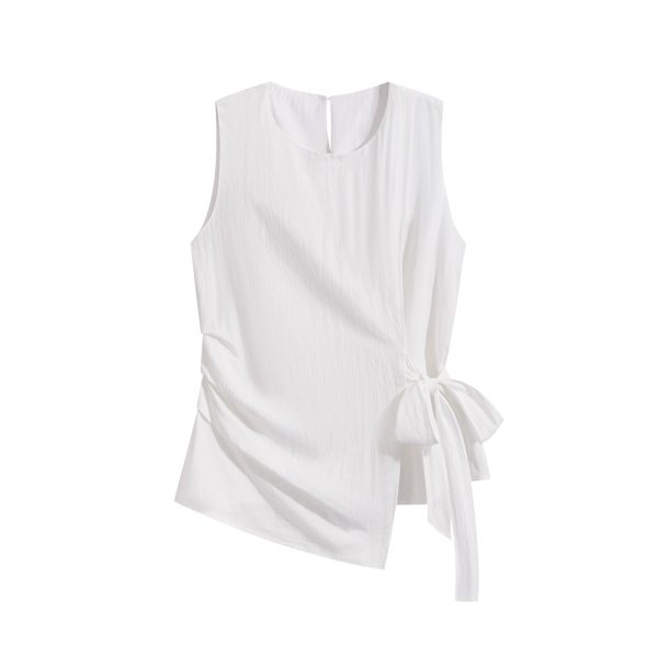Women's Lace-up Sleeveless Shirt Irregular Cinched Top