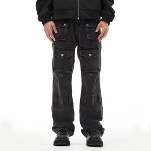 American Retro Multi-pocket Jeans For Men And Women