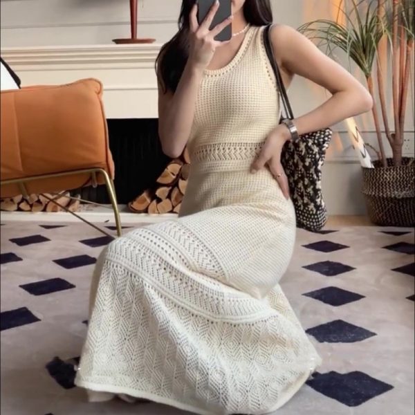 ⁦Waist-tight Sleeveless Long Jumper Dress Women⁩ - الصورة ⁦4⁩